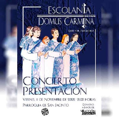 Cartel del concierto de la Escolanía Domus Carmina en la iglesia de San Jacinto de Sevilla 2022