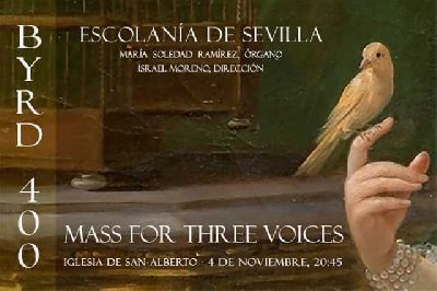 Cartel del concierto Byrd 400. Mass for three voices 2023 de la Escolanía de Sevilla