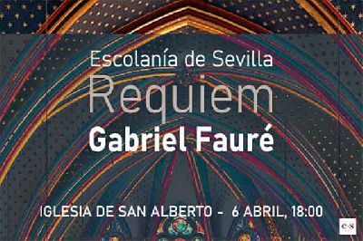 Cartel del concierto Requiem de Gabriel Fauré por la Escolanía de Sevilla en la iglesia de San Alberto de Sevilla 2024