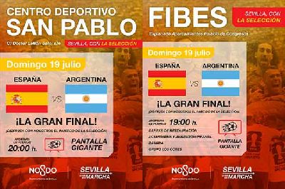 Cartel del España - Argentina en pantalla grande en Sevilla 2026