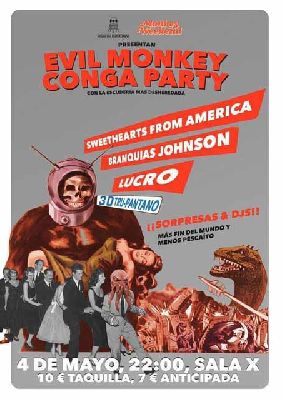 Cartel del concierto Evil Monkey Conga Party en la Sala X de Sevilla