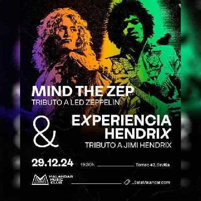 Cartel del concierto de Experiencia Hendrix y Mind the Zep en Malandar Sevilla 2024