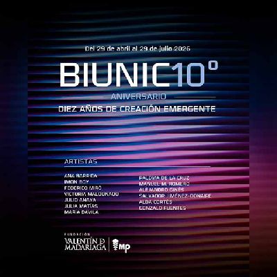 Cartel de la exposición Biunic 10º Aniversario en la Fundación Madariaga Sevilla 2025