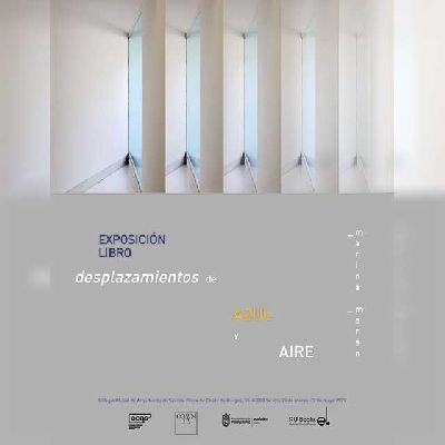 Cartel de la exposición Desplazamientos de azul y aire en el Colegio de Arquitectos de Sevilla 2023