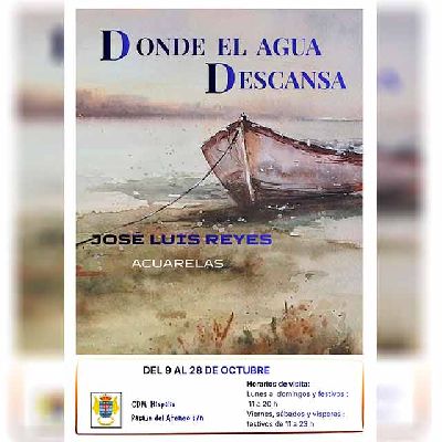Cartel de la exposición Donde el agua descansa en el Casino Militar de Sevilla 2026