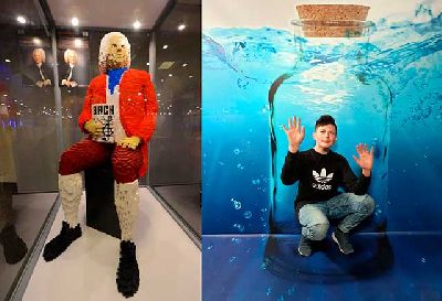 Fotos de las exposiciones Modelos de piezas de Lego y 3D Trick Gallery en el Pabellón de la Navegación de Sevilla