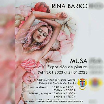 Cartel de la exposición Musa de Irina Barko en el Casino Militar de Sevilla 2023