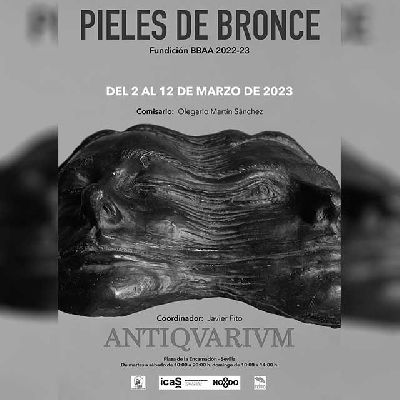 Cartel de la exposición Pieles de bronce en el Antiquarium Sevilla 2023