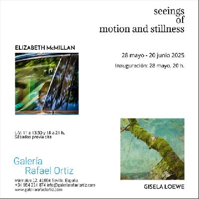 Cartel de la exposición Seeings of motion and stillness en la Galería Rafael Ortiz de Sevilla 2025
