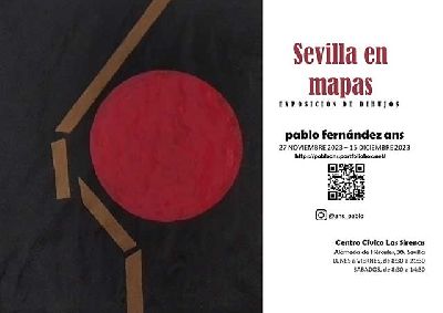 Cartel de la exposición Sevilla en mapas en la Casa de las Sirenas de Sevilla 2023