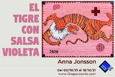 Cartel de la exposición El tigre con salsa violeta