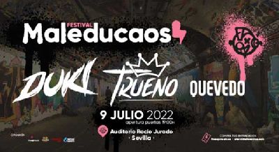 Cartel del Festival Maleducaos (con Duky, Trueno y Quevedo) en Sevilla 2022