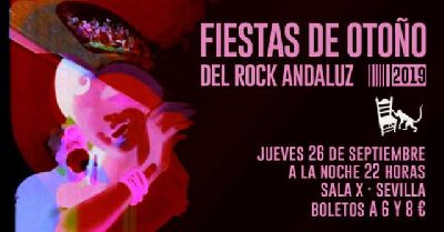 Cartel del concierto Fiestas de otoño del rock andaluz en la Sala X de Sevilla 2019