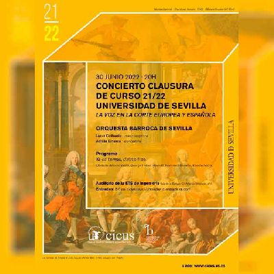 Cartel del concierto de clausura del curso 2021-2022 de la Universidad de Sevilla