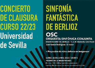 Cartel del concierto de clausura del curso 2022-2023 de la Universidad de Sevilla