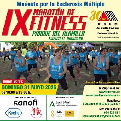 Cartel del noveno Maratón Fitness Popular Muévete por la esclerosis múltiple en Sevilla