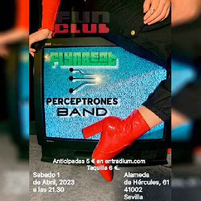 Cartel del concierto de FlyABeat y Perceptrones band en FunClub Sevilla 2023