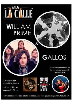 Cartel del concierto Gallos y William Prime en sala La Calle Sevilla 2019