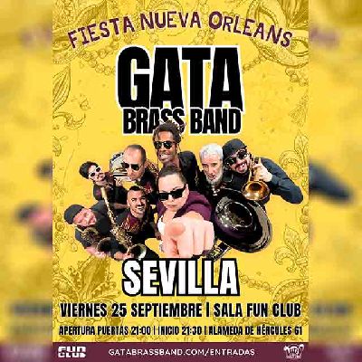Cartel del concierto de Gata Brass Band en FunClub Sevilla 2026