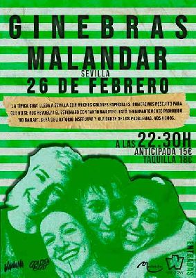 Cartel del concierto de Ginebras en Malandar Sevilla 2022