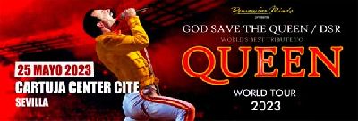 Cartel del concierto de God Save The Queen DSR en el Cartuja Center de Sevilla 2023