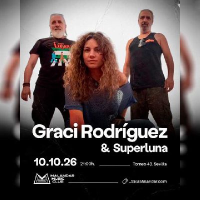 Cartel del concierto de Graci Rodríguez y Superluna en Malandar Sevilla 2026