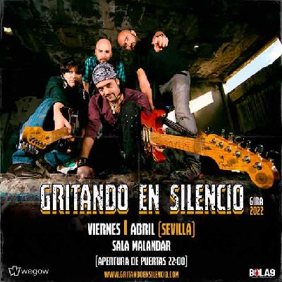 Cartel del concierto de Gritando en Silencio en Malandar Sevilla 2022