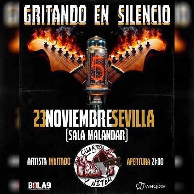 Cartel del concierto de Gritando en Silencio y Cuarto y Mitáh en Malandar Sevilla 2024