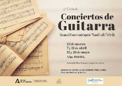 Cartel de los conciertos de guitarra en el Museo de Artes y Costumbres Populares de Sevilla 2022