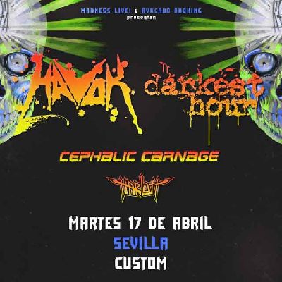 Concierto: Havok, Darkest Hour y Cephalic Carnage en Custom Sevilla 2018