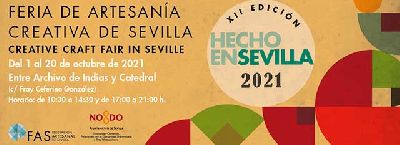 Cartel de la duodécima feria de artesanía Hecho en Sevilla 2021
