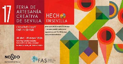 Cartel de la décima séptima feria de artesanía creativa Hecho en Sevilla 2026
