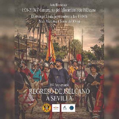 Cartel del Homenaje a Juan Sebastián Elcano del Tercio de Olivares en Sevilla 2026