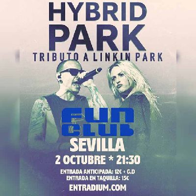 Cartel del concierto de Hybrid Park (tributo a Linkin Park) en FunClub Sevilla 2026