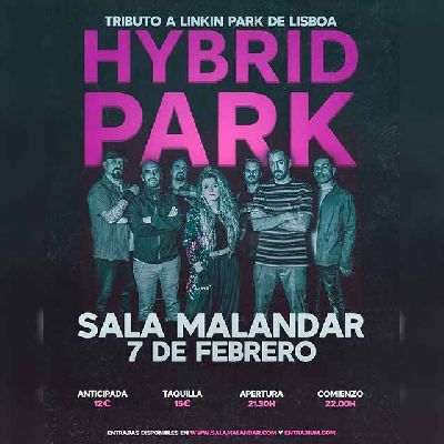 Cartel del concierto de Hybrid Park (tributo a Linkin Park) en Malandar Sevilla 2025