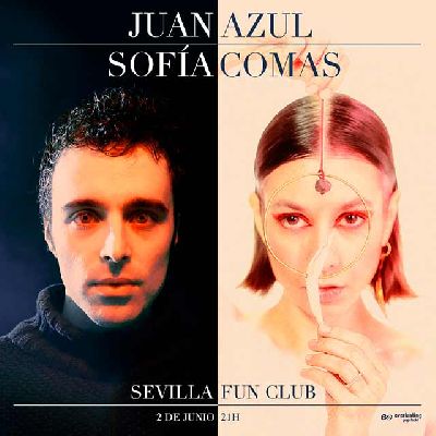 Cartel del concierto de Juan Azul y Sofía Comas en FunClub Sevilla 2023