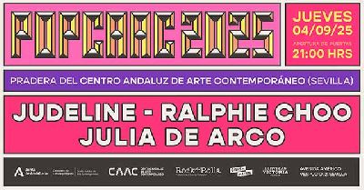 Cartel del concierto de Judeline, Ralphie Choo y Julia de Arco en Pop CAAC Sevilla 2025