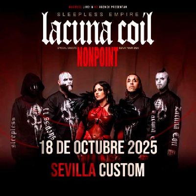 Cartel del concierto de Lacuna Coil en Custom Sevilla 2025