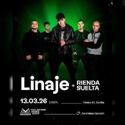 Cartel del concierto de Linaje y Rienda Suelta en Malandar Sevilla 2026