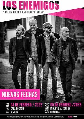 Cartel de los conciertos de Los Enemigos en Sevilla y Granada del disco Bestieza