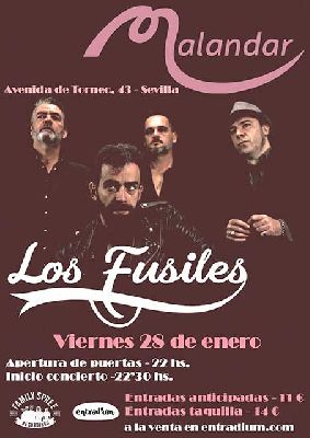 Cartel del concierto de Los Fusiles en Malandar Sevilla 2022