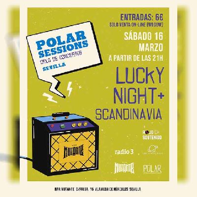 Cartel del concierto de Lucky Night y Scandinavia en el Bar Mutante de Sevilla 2024