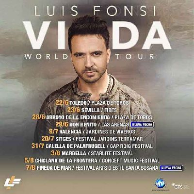 Cartel de la gira Vida World Tour 2019 de Luis Fonsi