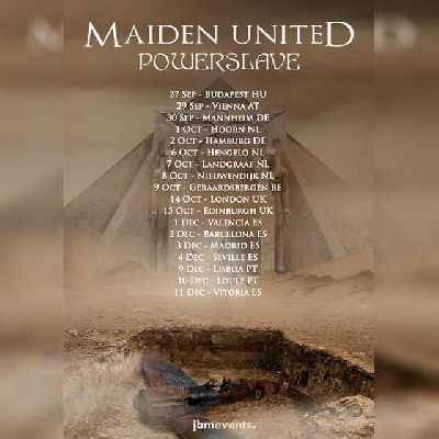 Cartel de la gira Powerslave 2022 del grupo Maiden uniteD
