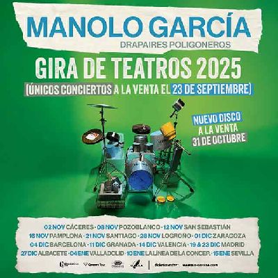 Cartel de la gira de teatros de Manolo García gira de teatros presentando Drapaires Poligoneros