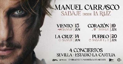 Cartel de los conciertos Salvaje desde la raíz 2026 de Manuel Carrasco en Sevilla