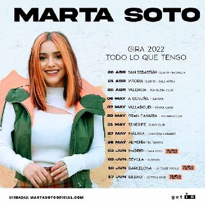 Cartel de la gira Todo lo que tengo 2022 de Marta Soto