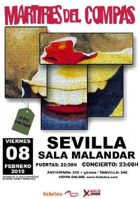 Cartel del concierto de Mártires del Compás en Malandar Sevilla 2019