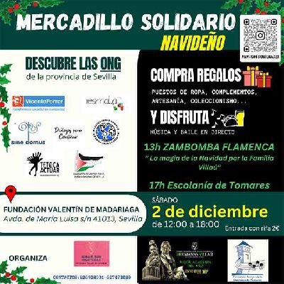 Cartel del Mercadillo benéfico navideño en la Fundación Madariaga de Sevilla 2023