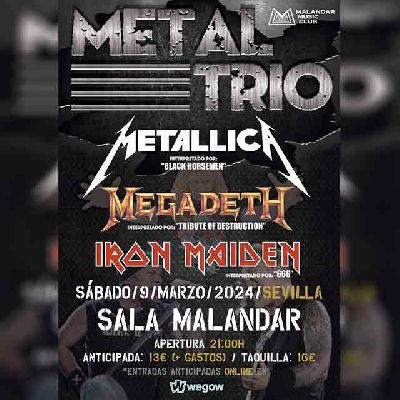 Cartel del concierto de Metal Trío en Malandar Sevilla 2024